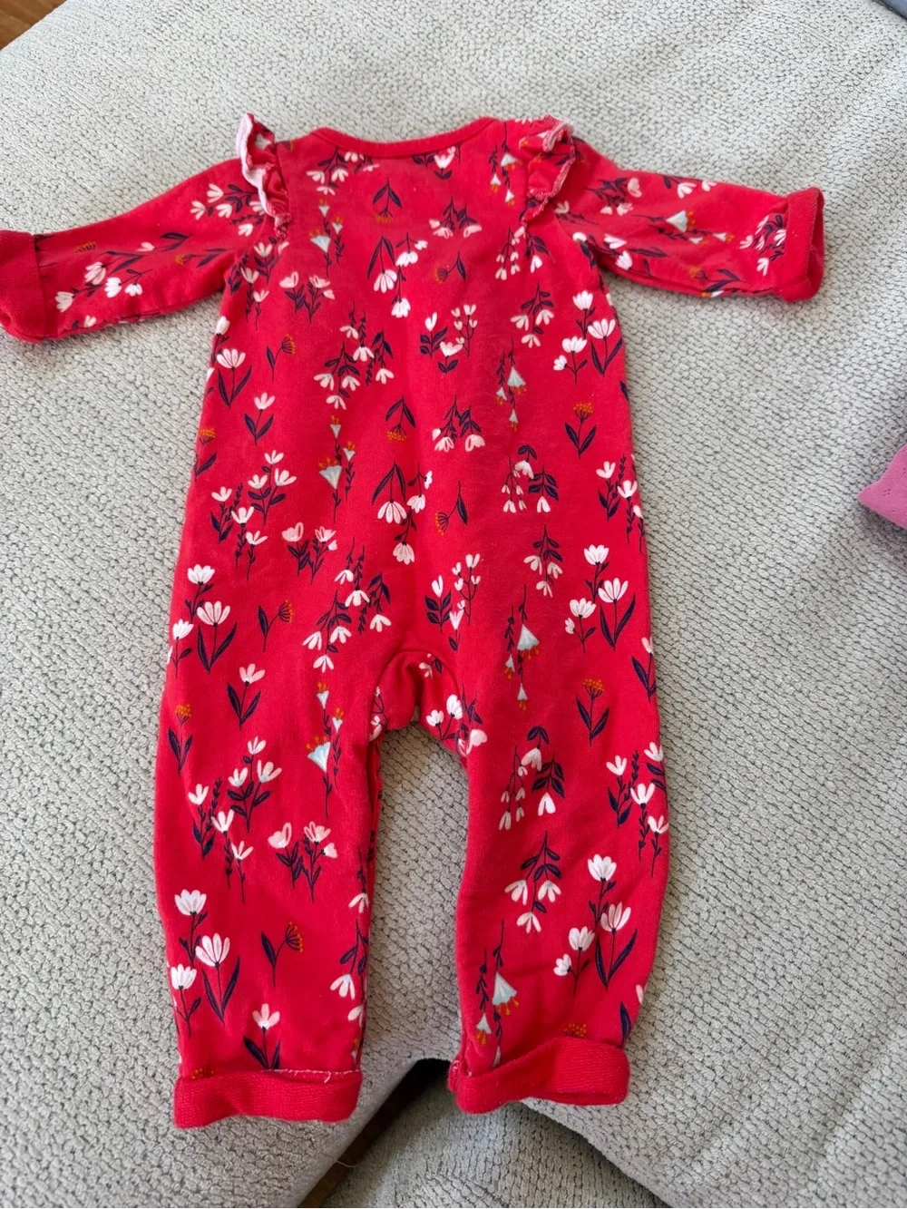 Carter's Red Floral Long-Sleeve Baby One-Piece